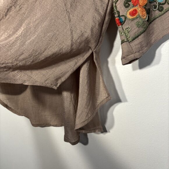 ANTHROPOLOGIE Fig and Flower Embroidered Top Beige Size S - Picture 8 of 14